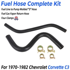 For 1970-1982 Corvette Fuel Gas Line to Pump Hose Kit Molded "S" + Clamps C3 US