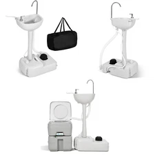 Rolling Portable Sink Camping Hand Washing Statiwith 4.5 GAL Wash Basin Stand