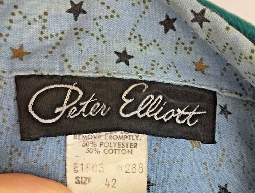 Blusa túnica azul Peter Elliot para mujer con estrellas talla 42 hecha en EE. UU. - Imagen 6 de 7