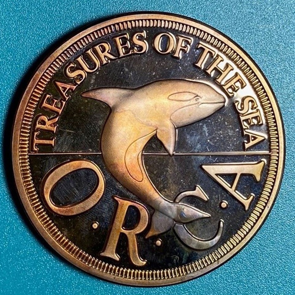 1994 PRINCIPALITY OF SEALAND 2 1/2 DOLLARS PROOF ORCA WHALE BRONZE