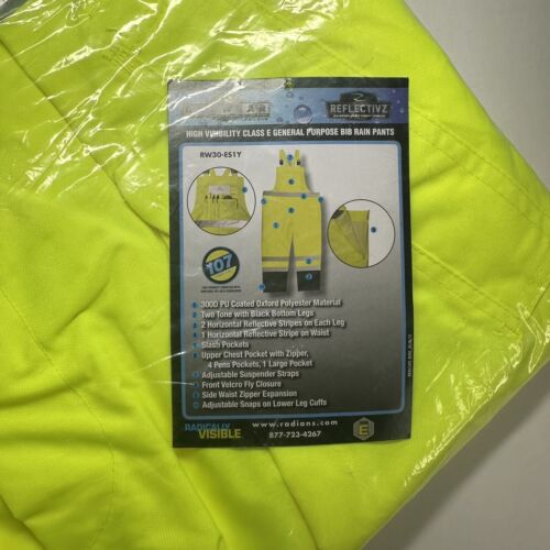 Neu mit Etikett Radwear by Radians RW30-ES1Y Klasse E wasserdichte Rip Stop Trägerhose Regenhose 2X-L - Bild 7 von 7