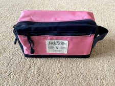 Jack Wills Unisex Thorney Wash Bag Zip Mesh Pink and Navy