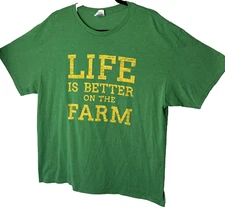 Life Is Better On The Farm T- Shirt Green Adult XL  Delta Apparel