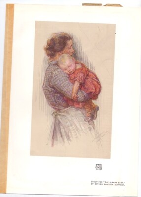 1907 litho Esther Harriet Borough Johnson née George ''The Sleepy Baby''