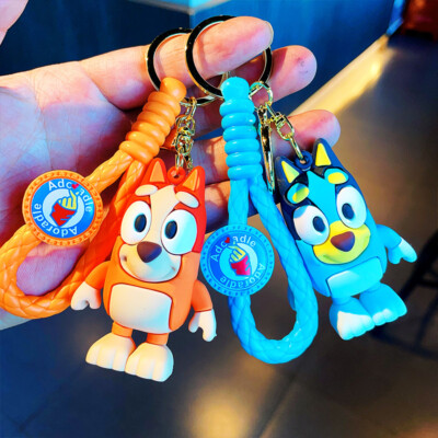 HOT Bluey Keyring Bag Charm Keychain Cartoon Kids Gift Toy Bag Pendant Key Ring