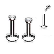 Tiny Crystal Tragus Cartilage Ear Stud - Flat Back Earring - Gem Helix Labret
