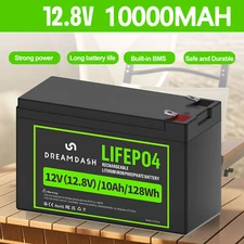 12V 10Ah LiFePO4 Lithium Battery 4000+ Deep Cycle For Fish finder Solar Power US