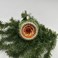 Old World Christmas Glass Ornament Swirled Reflector 2007 Green