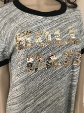 Victoria's Secret PINK Bling Holiday Holla Daze Ringer Crew Tee $32.95 Large