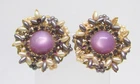 Vintage Beaded Filigree Gold Tone Retro Costume Jewelry Clip On Earrings 39mm