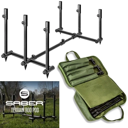 Saber Terrain Pod 2 / 3 Rod Pod Lightweight Adjustable Carp Fishing Buzz Bar