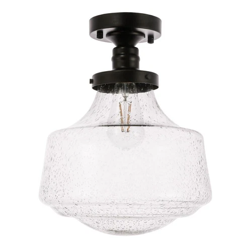 Flush Mount Bubble Glass Shade Black Kitchen Bathroom Hallway Light Fixture - Picture 5 of 11