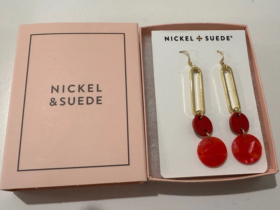 Nickel & Suede Crimson Stevie Earrings NWB! - Image 3 of 3