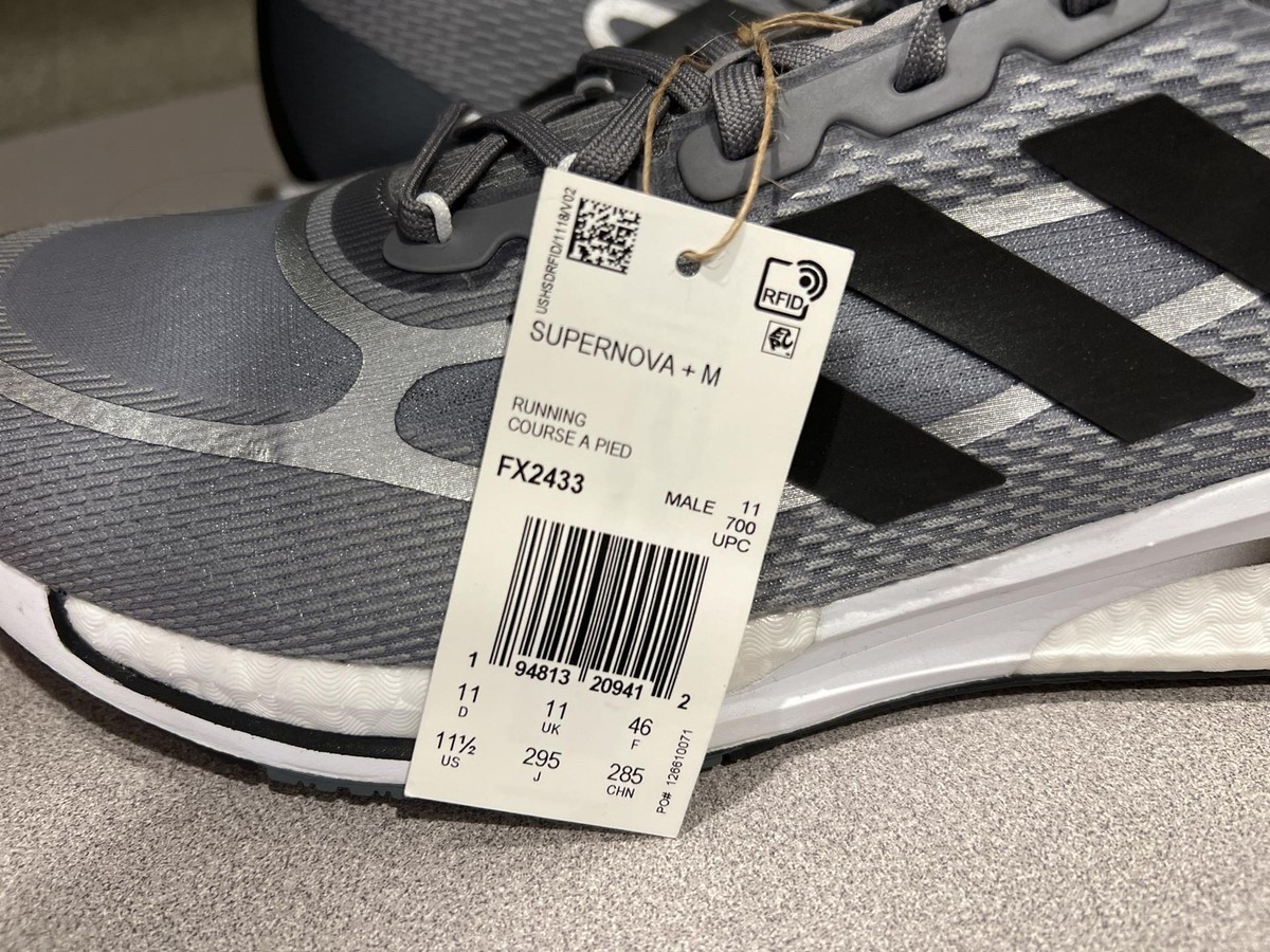 Adidas Men's SuperNova + M Sneakers, Gray/Black #FX2433 Size Adidas Men's SuperNova + M Sneakers, Gray/Black #FX2433 Size