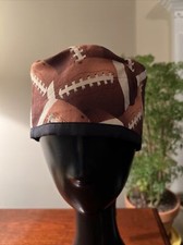 Footballs Brown Surgical Scrub Hat Cap Unisex Reversible Lined
