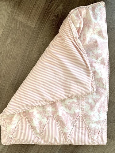 Blush Pink French Country Toile Baby Crib Comforter 33”x 41” - Picture 2 of 8
