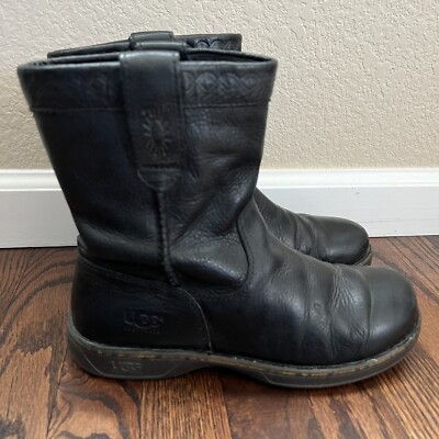 Ugg Men\'s Newbreak Black Leather Tall Biker Ridding Boots Model 3036 size 9.5 Ugg Men main image 3