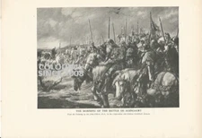 MORNING BATTLE AGINCOURT   ILLUSTRATION PRINT