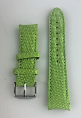 Watch Strap Roccobarocco New Unisex Green Leather and Fabric 22mm Buckle