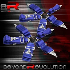 Universal 3" 5 Point Camlock Harness Quick Release Seat Belt Blue Lock Set of 2