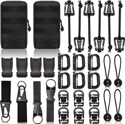 Molle Backpack Attachments Kit of 28 Accessories, D-Ring Grimloc Locking Gear