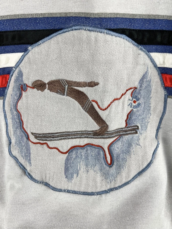 1980 Juegos Olímpicos Lake Placid Adidas Vintage Sudadera Bordada - Gris, Mediana Foto 4 de 4