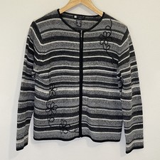 90s Carole Little Zip Up Embroidered Sweater PL Grannycore Cottagecore Lamb Wool