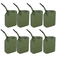 8 Set 20 Liters 5 Gallons Jerry Cans Backup Steel Tank oil Gasoline Green
