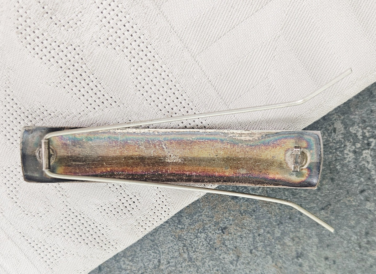 Vintage Sterling Silver Long Rectangle Hairpin Clip Barrette  display picture 1