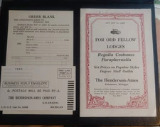 Regalia Costumes Paraphernalia for ODD FELLOW LODGES the Henderson-Ames Co. 1929