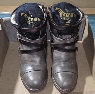 Freebird by Steven  Crue  Strappy Distressed Leather Boots, Women's Sz 7, in Box