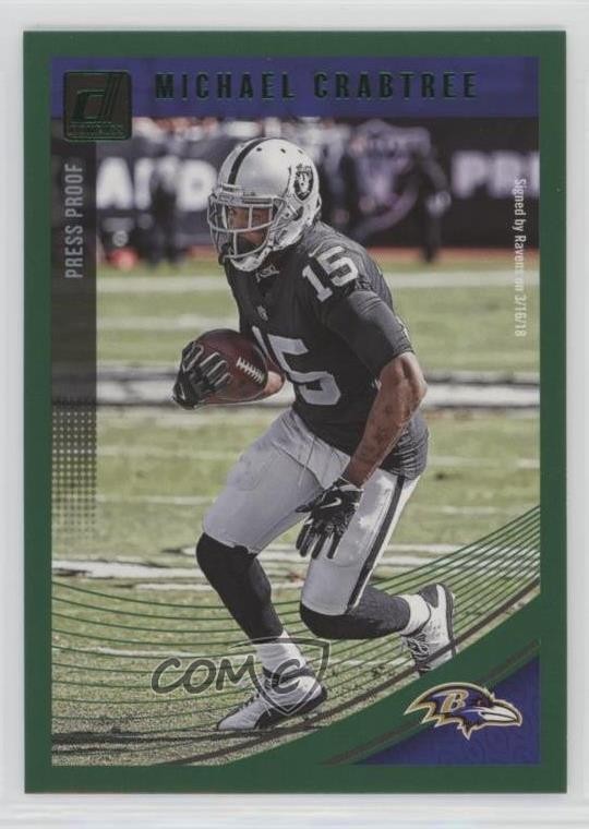 2018 Panini Donruss Press Proof Green Michael Crabtree #218 0x1