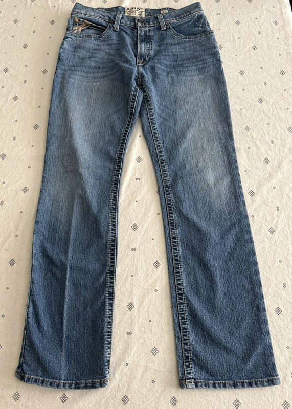 Ariat M4 Relaxed Bootcut Jeans Mens 33x34 Blue Denim Work Wear Cowboy Outdoor