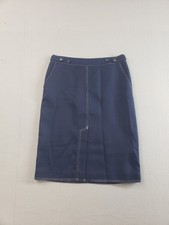 Ann Taylor Women Pencil Skirt 6 Blue Front Slit Back Zip Slash Pocket Casual