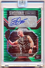 2023 Prizm WWE Baron Corbin Sensational Prizms Green Pulsar Auto #NA-BCB (04/10)
