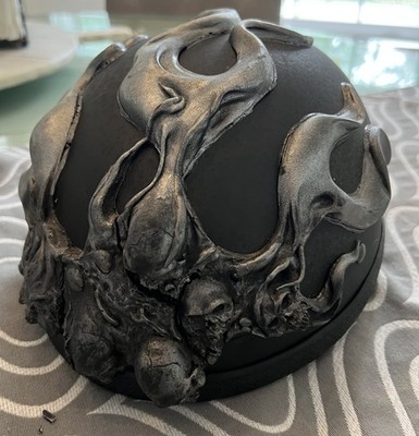 Black Silver Skull and Flames Half Shell Large Motorcycle Helmet