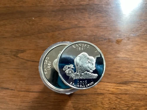 2005-S Kansas "Bison" Statehood Clad Quarter DCAM Proof Roll of 40 Coins