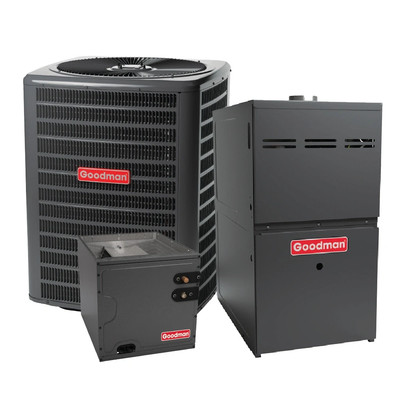GOODMAN 3.5 TON 15.2 SEER2 AC & 80% AFUE 100K BTU GAS FURNACE SYSTEM - UPFLOW