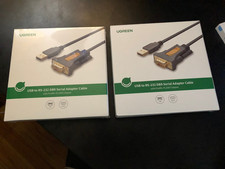 UGREEN USB to RS232 DB9 Serial Adapter Cable PL2303 - Lot of 2