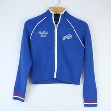 BUFFALO BILLS ABERCROMBIE & FITCH  FULL ZIP KNIT CARDIGAN NFL RETRO WMS SMALL