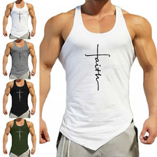 Men Print Summer Sleeveless Gym Bodybuilding Tank Top Fitness Muscle Tshirt Vest