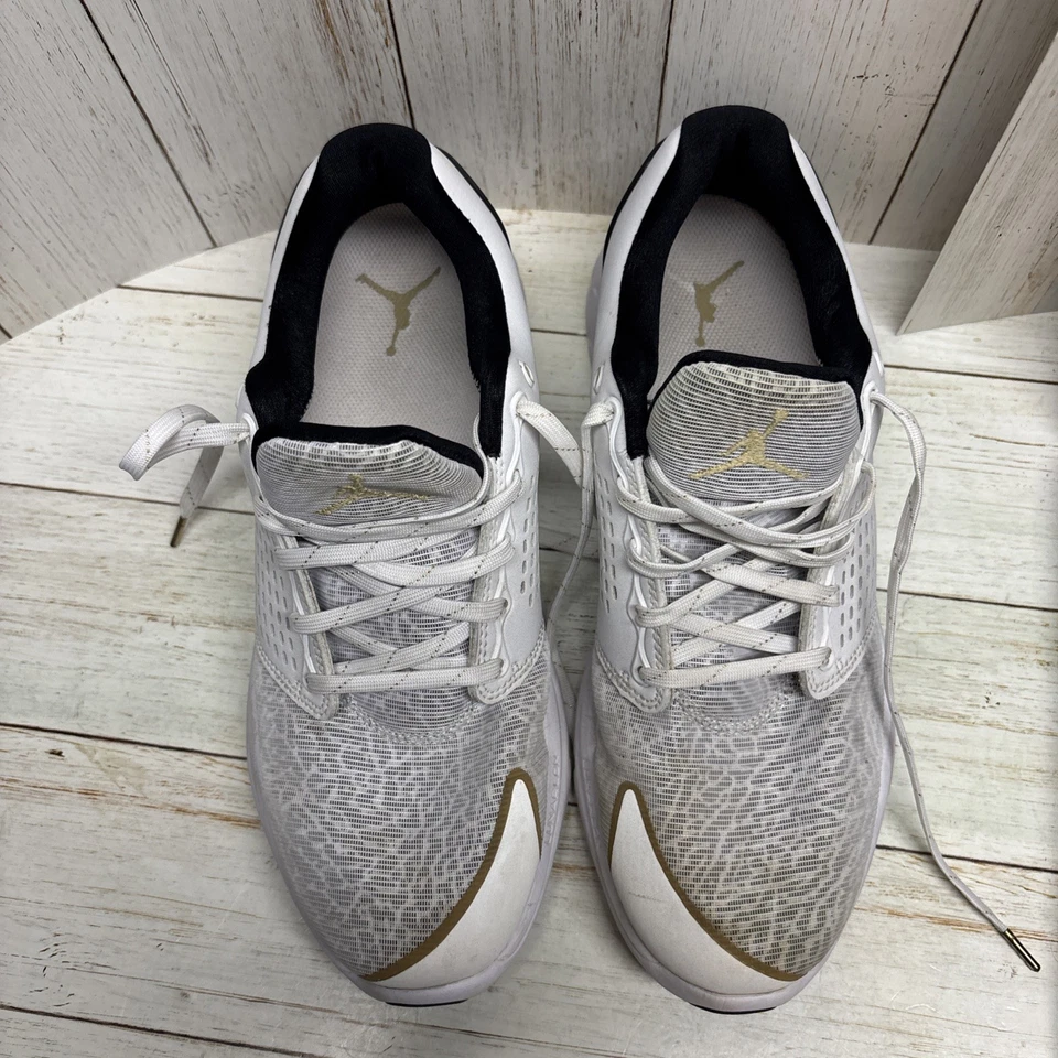 Nike Air Jordan Flight Flex Mens Sneakers Size 10 White Gold Black - Image 2 of 4