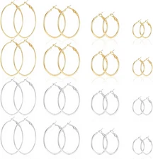 32 Pcs Hoop Earrings for Beading Gold Hoops for Jewelry Making Silver round Hoop