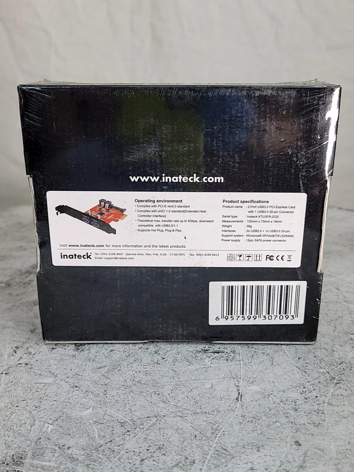 NEW SEALED BOX INATECK KTU3FR-5O2I USB 3.0 PCI-Express Card 2-Port - Image 3 of 4