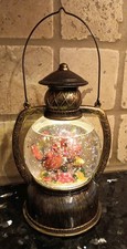 Lighted Cardinal Birds Branch Water Snow Globe Glitter Swirl Lantern Christmas
