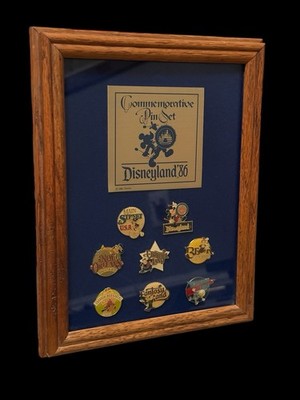 Disneyland 1986 Framed Commemorative Pin Set Disney Park Rides 