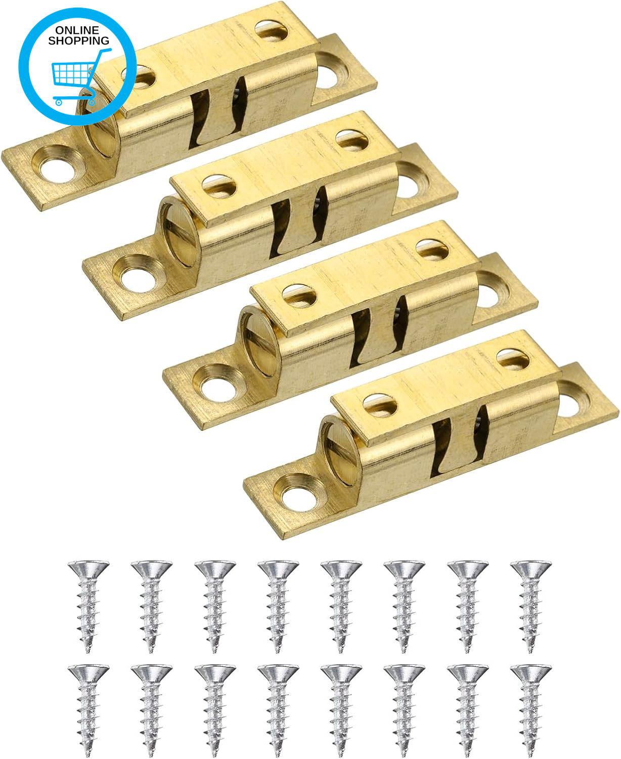 50Mm Double Ball Tension Roller Catch Latch, Solid Brass Adjustable Hardware Fit