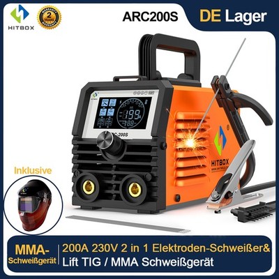 HITBOX 200A Mini ARC Schweißgerät 220V E-Hand MMA Schweißgerät Inverter IGBT DE