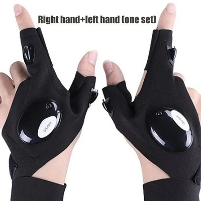 #ad 1 Pair LED Flashlight Gloves for Outdoor Fishing Camping Hiking Gloves Men Women $3.99