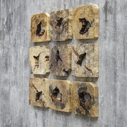 Uttermost 04360 Bahati Natural Wood Wall Decor, Set of 9 - Picture 3 of 4